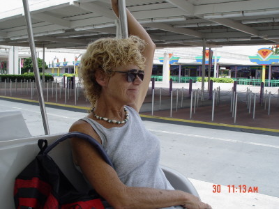 Me(Brenda) riding the tram at Orlando's Disney World