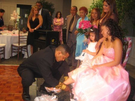 The changing of the shoes by Chrystal's dad