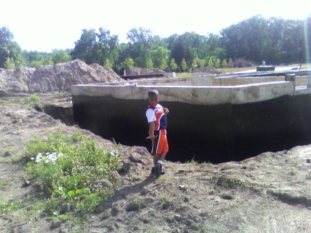 Jeremiah checking out the new basement.