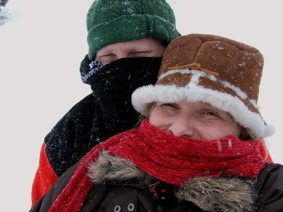 Dave n Holly out in the VERY cold snow