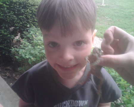 Evan sees a frog