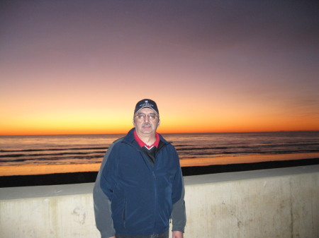 The Carlsbad Beach wall at sunset