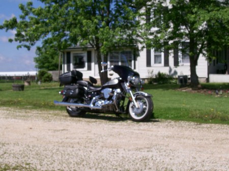 Bike in front of our new farmhouse