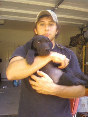 my oldest son joey with new puppy