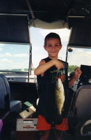 My oldest, Josh with a monster