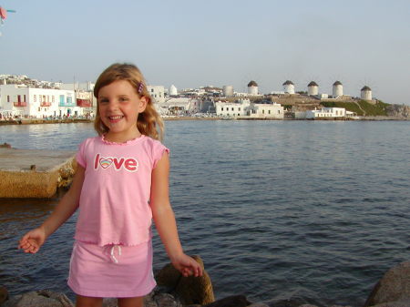 Madeline on the island of Mykonos, Greece