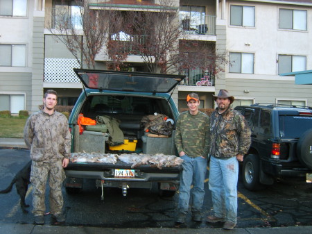 My friend Glen, bro-in-law Tim and me after a VERY sucessful rabbit hunt. 9 Cottontail, 6 Jacks!