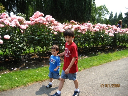 The boys at the Rose Garden