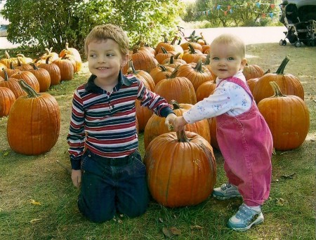 Xander and KK at the patch age 3 & 11 mos.