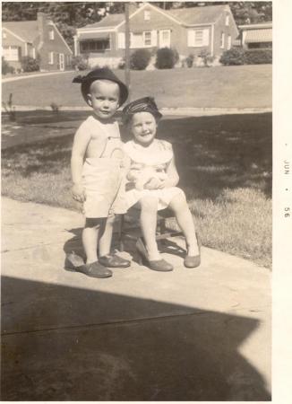 Sister Cissie and I at home, 1956