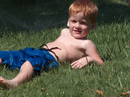 my son Pat kicking back on a hot day