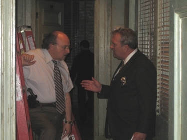 nypd blue finale, 2005 jim and dennis franz rehearsal