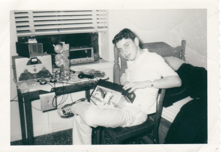 Bob at age 15 repairing transmitter.