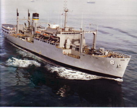 ship's piture USNS  SIRIUS TAF-8 originally commissioned as HMAS LIONESS of the ROYAL BRITISH NAVY was my last ship , my left hand was severed while escorting gun boats to BOSNIA old YUGOSLAVIA! 29th of June 1995