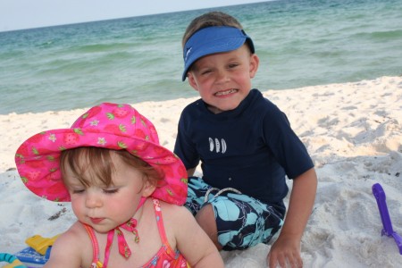 Nathan and Riely on the beach.