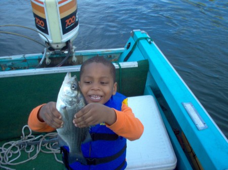 Dad's little fisherman.