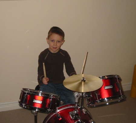 Liam with his drums