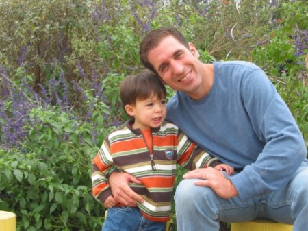 Luca and Dad at pumkin garden, October 2005