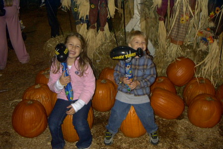 The kids, ready to smash some pumpkins!