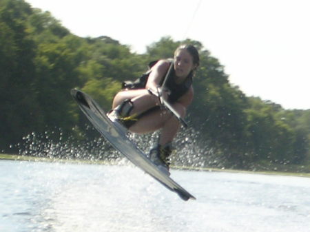 Daughter Rachael wakeboarding on Lake Bemidji