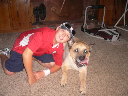 NICK WITH MY MOM'S DOG IN MASS. AUG. 08.