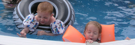 Cameron and Mady in the pool