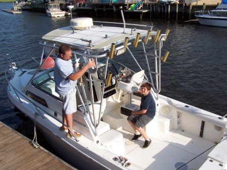 Ron Devon and Daisy on the boat