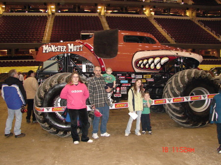 The kids and John with Monster Mutt at Monster Jam 2006 at the Q!
