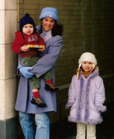 In front of our old apartment house in NYC last winter