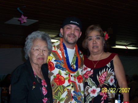 My stepson, Jason with grandma and auntie