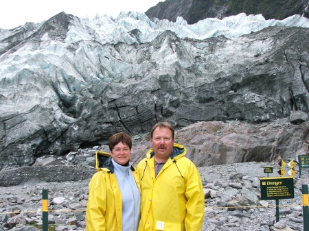 Me with my husband Jim at the Franz Josef glacier, NZ