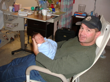 with newborn son, James, 10/15/05