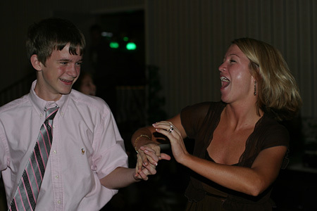 Sean dancing with teacher at Thomas' wedding