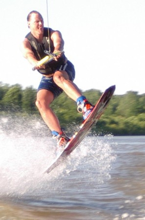 Doing a little wakeboarding.