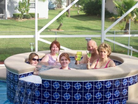 Hot tub fun without me!