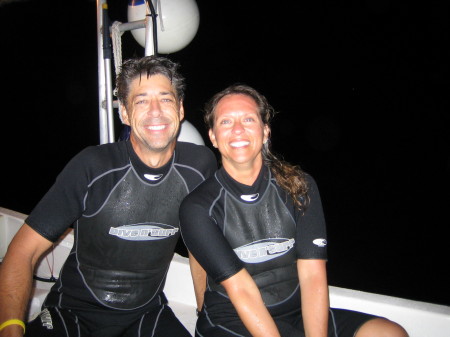 TINA AND I AFTER A NIGHT DIVE IN COZUMEL