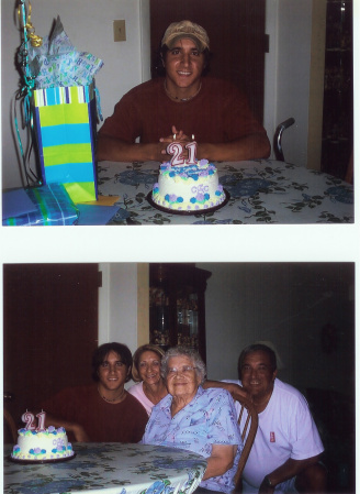 John Mike's 21st birthday with Mom, Grand- Mom + Dad