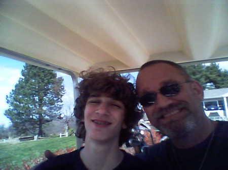 My son Steven and I golfing