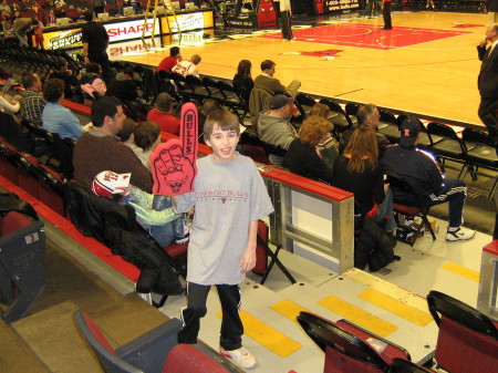 on the floor at Bulls game