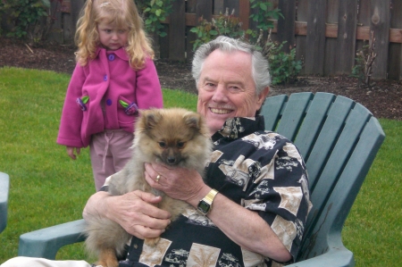 Husband Ray and our puppy