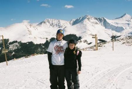 Matthew and I skiing/snowboarding the bowls of copper mountain