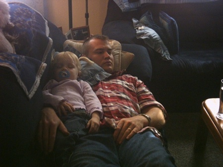 Kaylee sleeping on Daddy