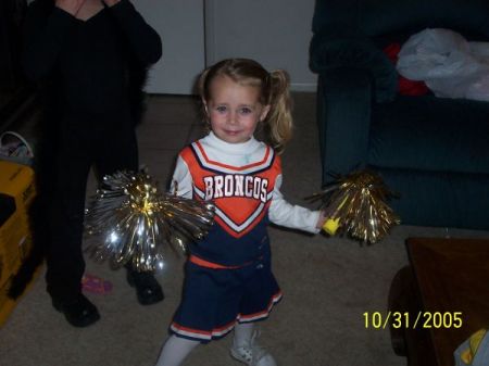Our little Bronco cheerleader