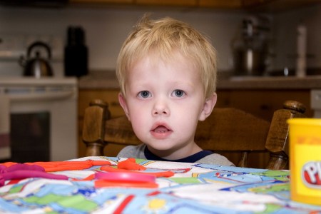 Grandson Ethan w/ his Playdoh "snakes"!