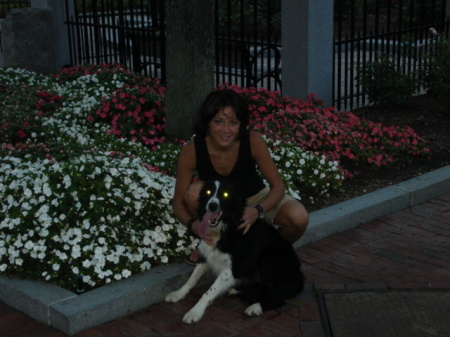 Jill and Tagg(border collie) at the park in Boston