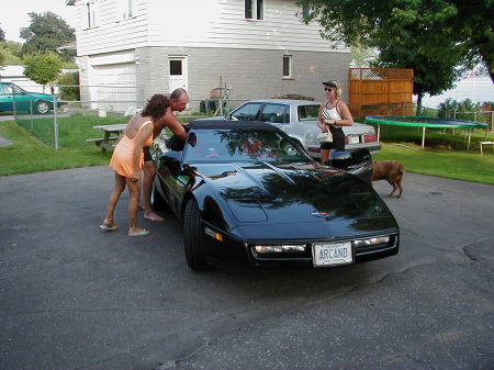 Wife Cheryl and neighbour going to town in the vette.