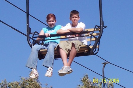 brittani (15) and dylan (13) on the sky lift