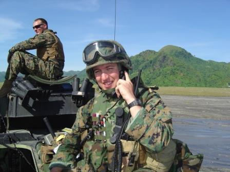 Capt Hancock on an AAV in the Philippines