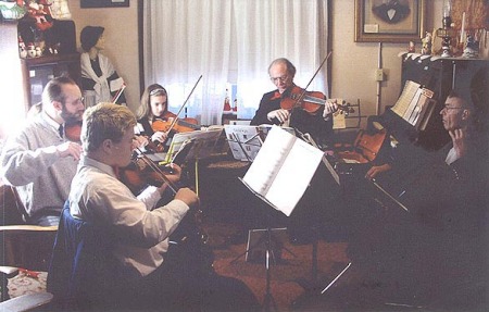 Camp Budsin String Quintet performing at the museum.