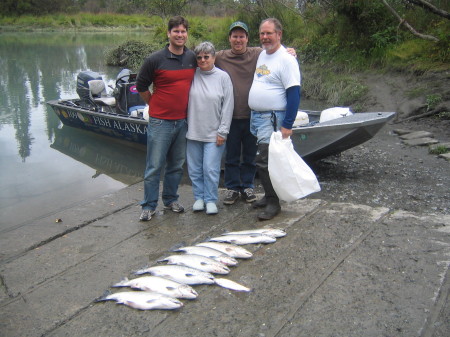 Marcus, Judy, Brian and Gary fishing in Alaska